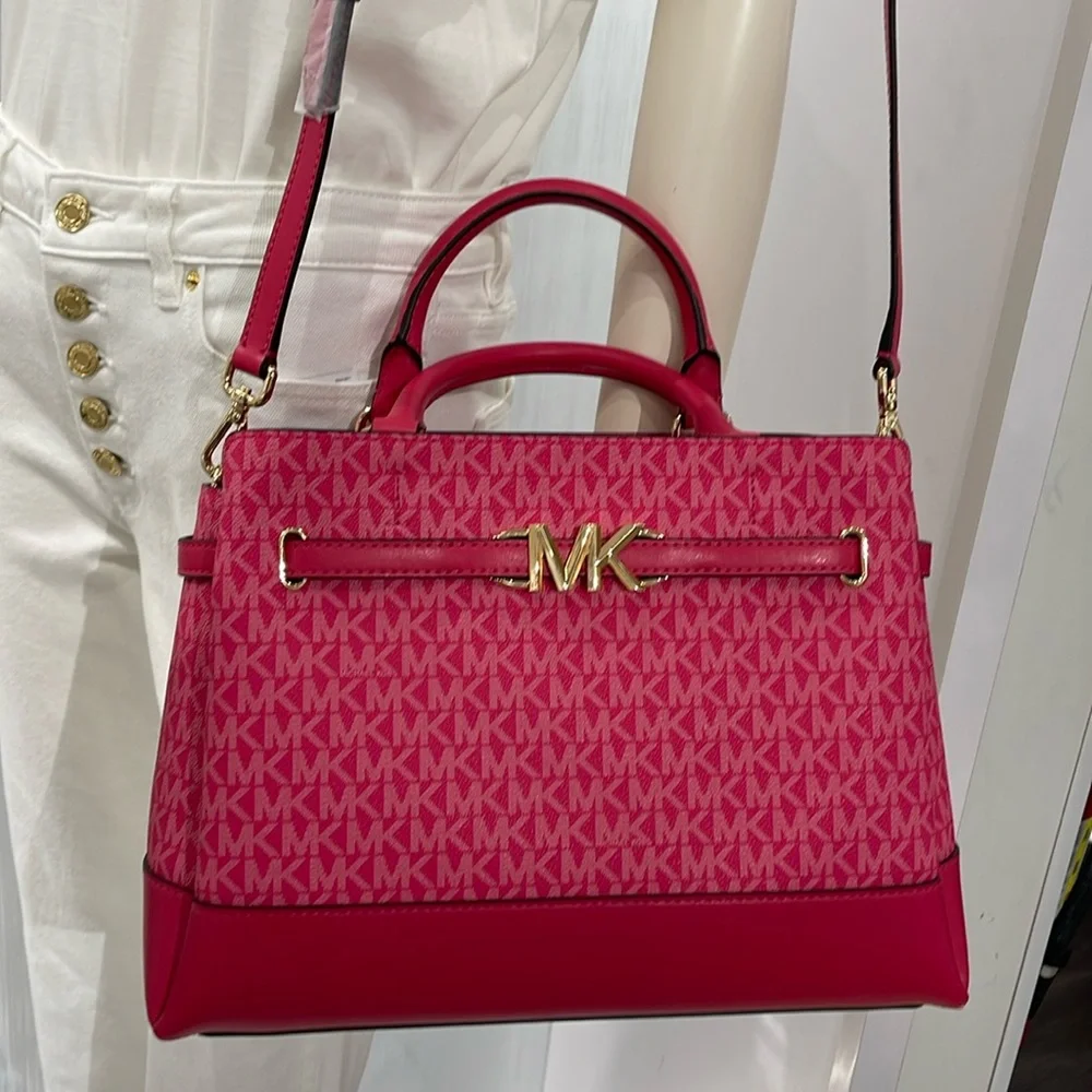 MICHAEL KORS 
Reed Large Graphic Logo Belted Satchel
Electric Pink 
NWT - Picture 15 of 16